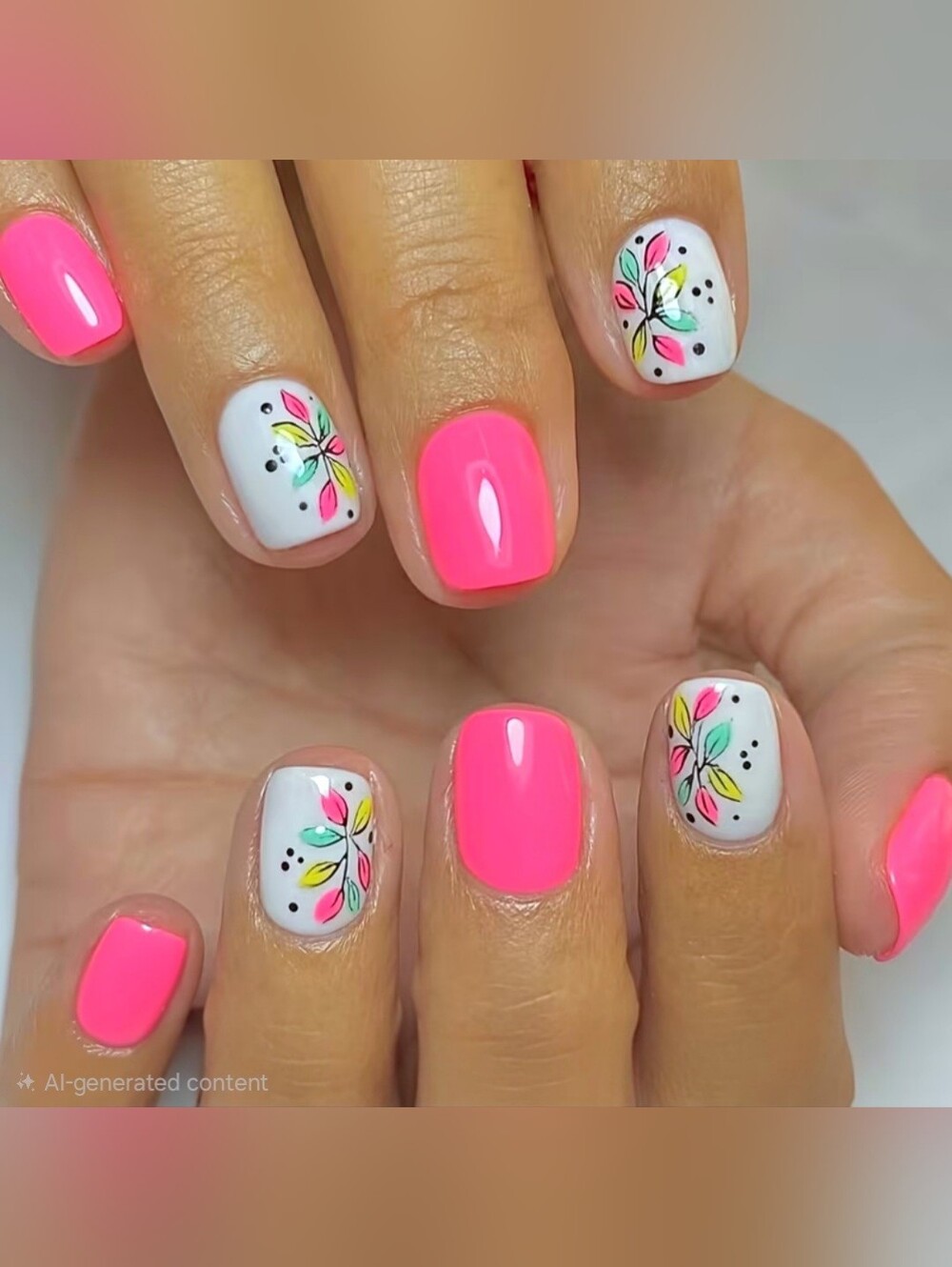 🫟 Press-on Floral Pink Design Nails Nip